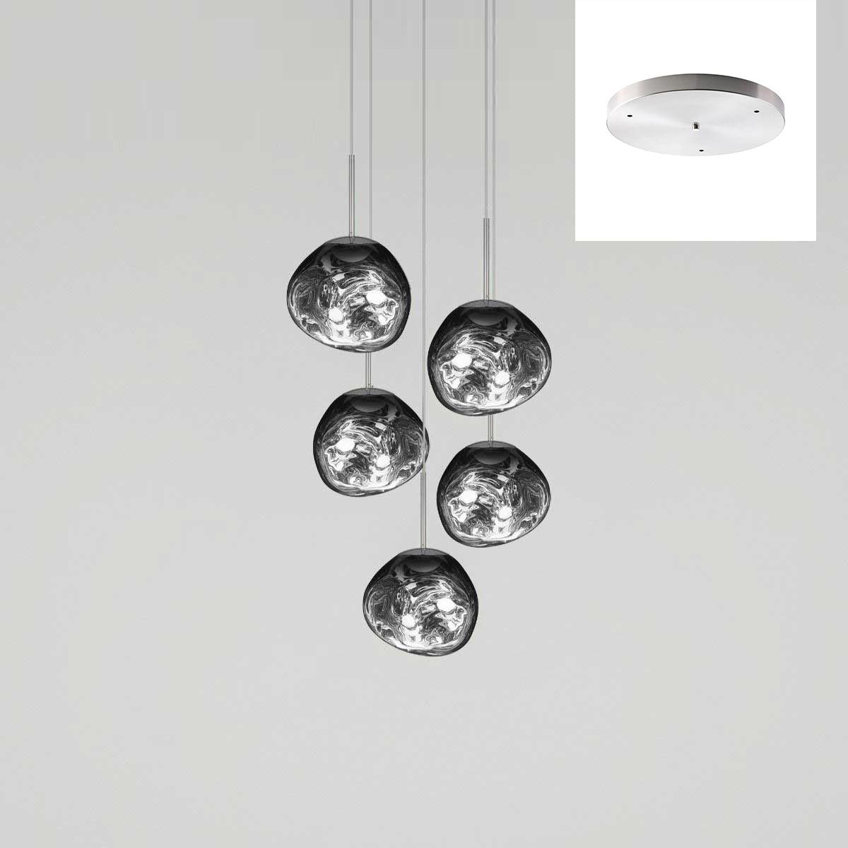 Pendant Lamp Modern with Sculptural Irregular Glass Shades Multi-Head Cluster