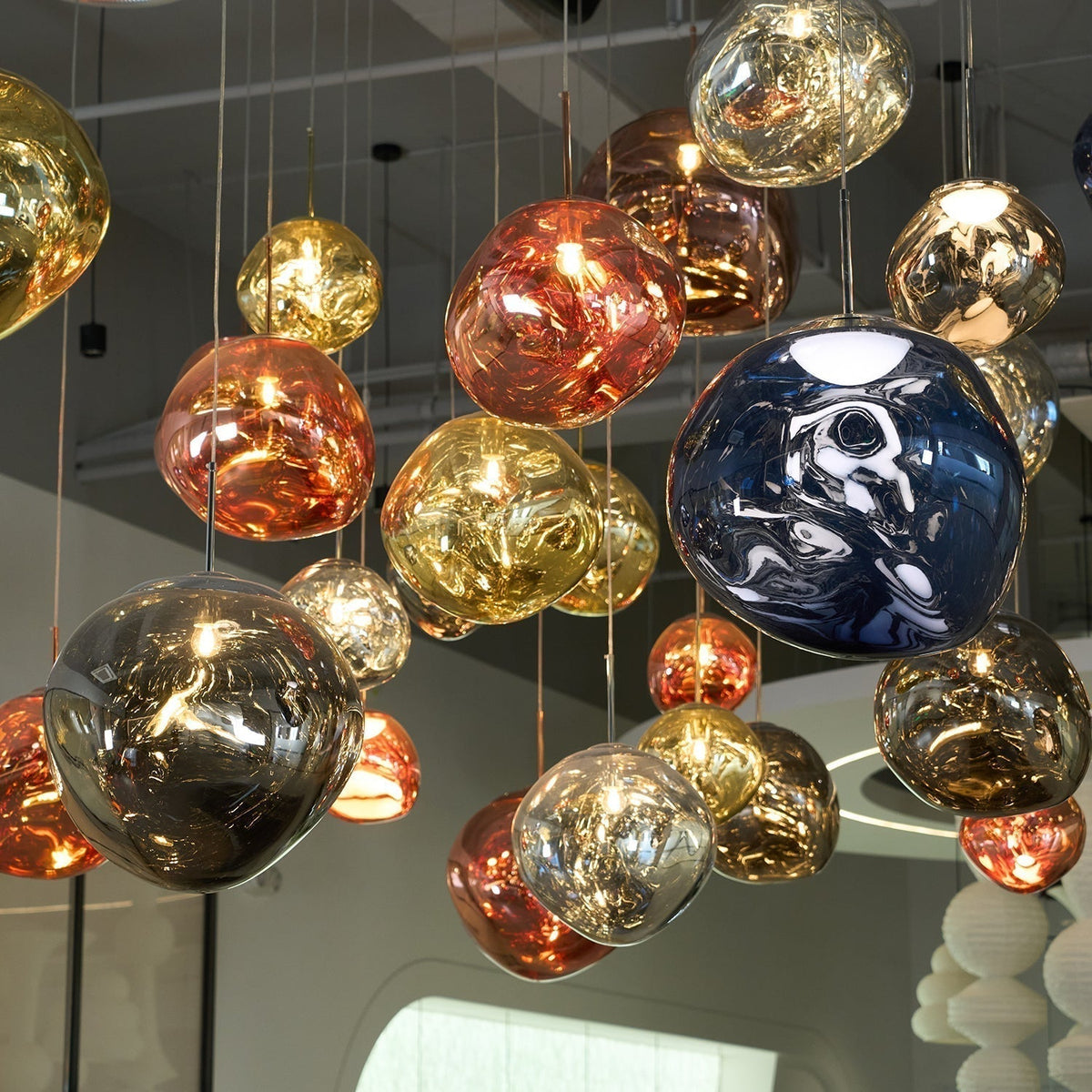 Pendant Lamp Modern with Sculptural Irregular Glass Shades Multi-Head Cluster
