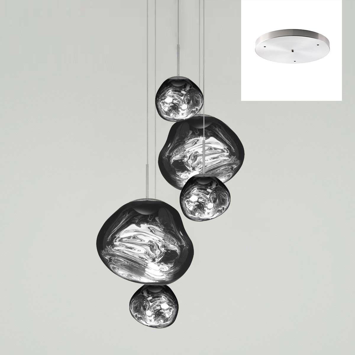 Pendant Lamp Modern with Sculptural Irregular Glass Shades Multi-Head Cluster