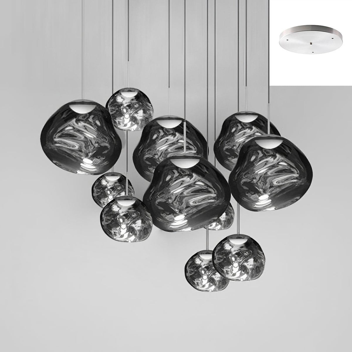 Pendant Lamp Modern with Sculptural Irregular Glass Shades Multi-Head Cluster