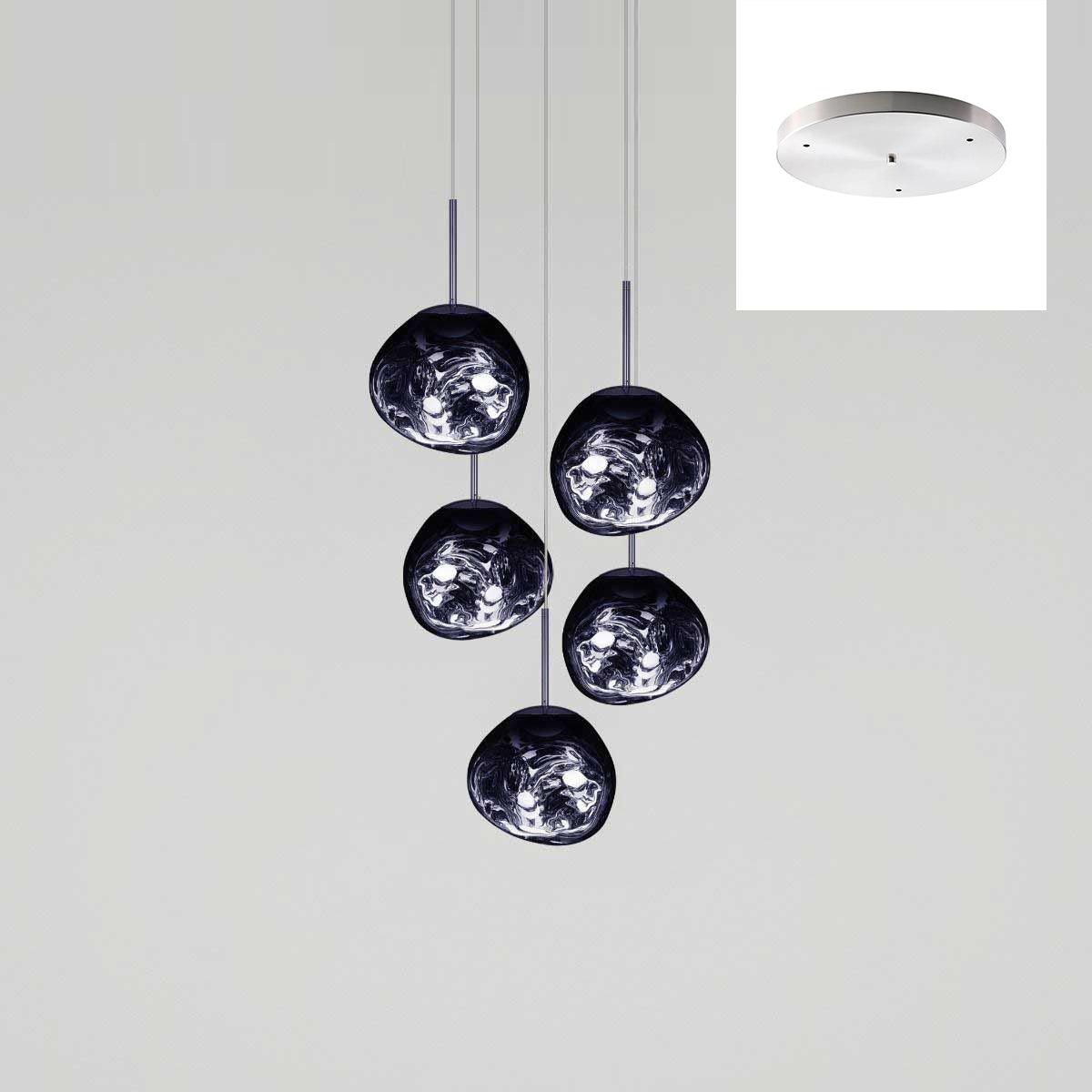 Pendant Lamp Modern with Sculptural Irregular Glass Shades Multi-Head Cluster