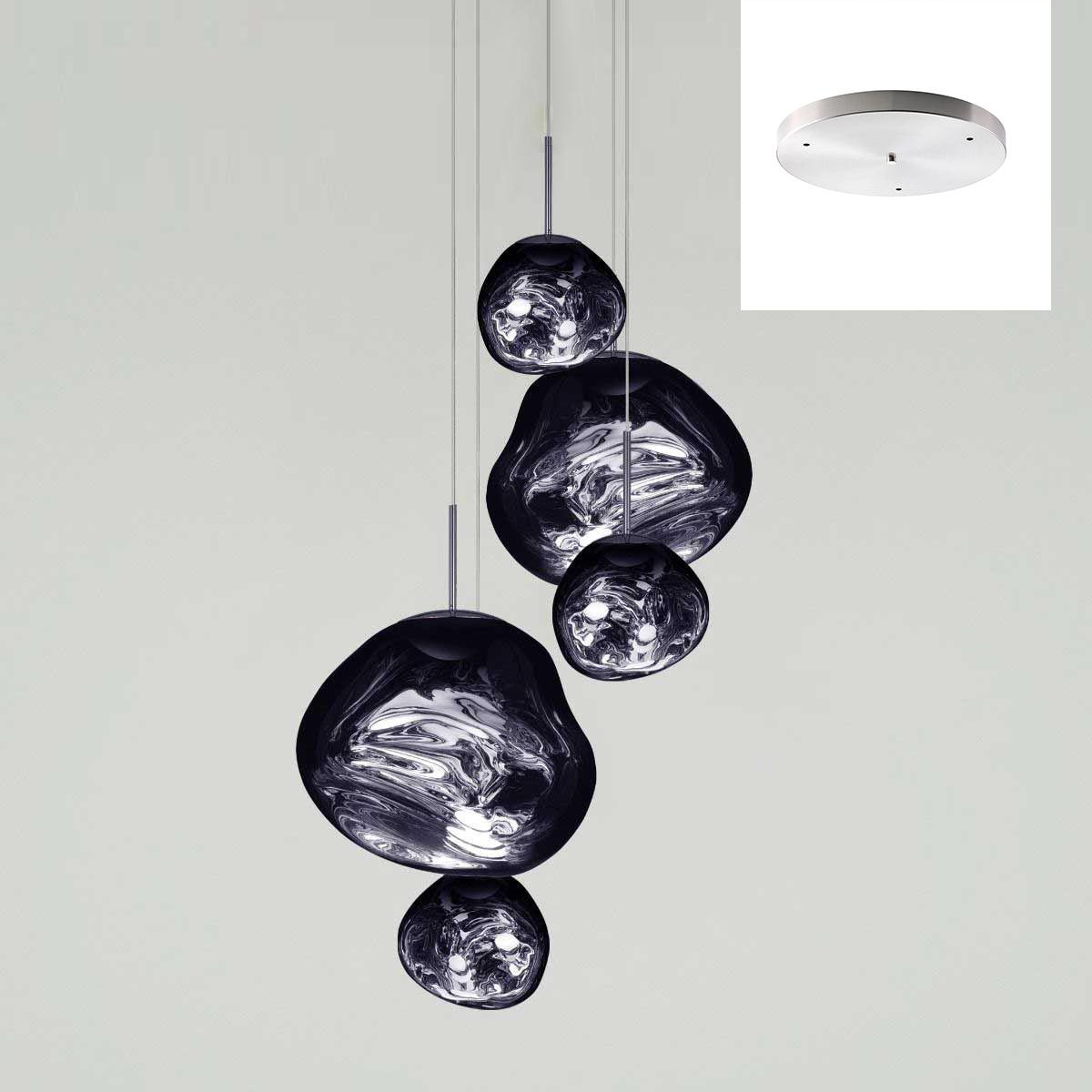 Pendant Lamp Modern with Sculptural Irregular Glass Shades Multi-Head Cluster