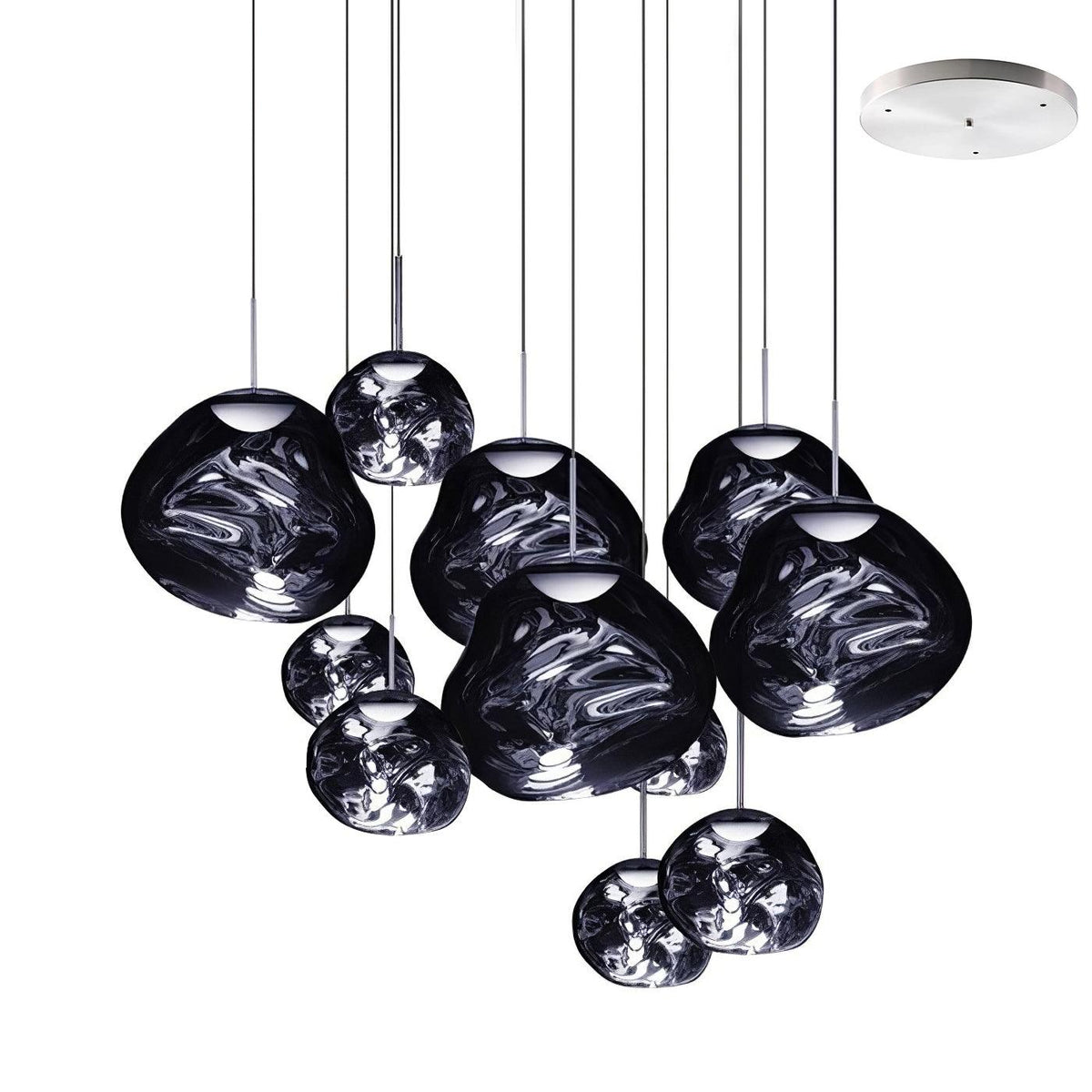 Pendant Lamp Modern with Sculptural Irregular Glass Shades Multi-Head Cluster