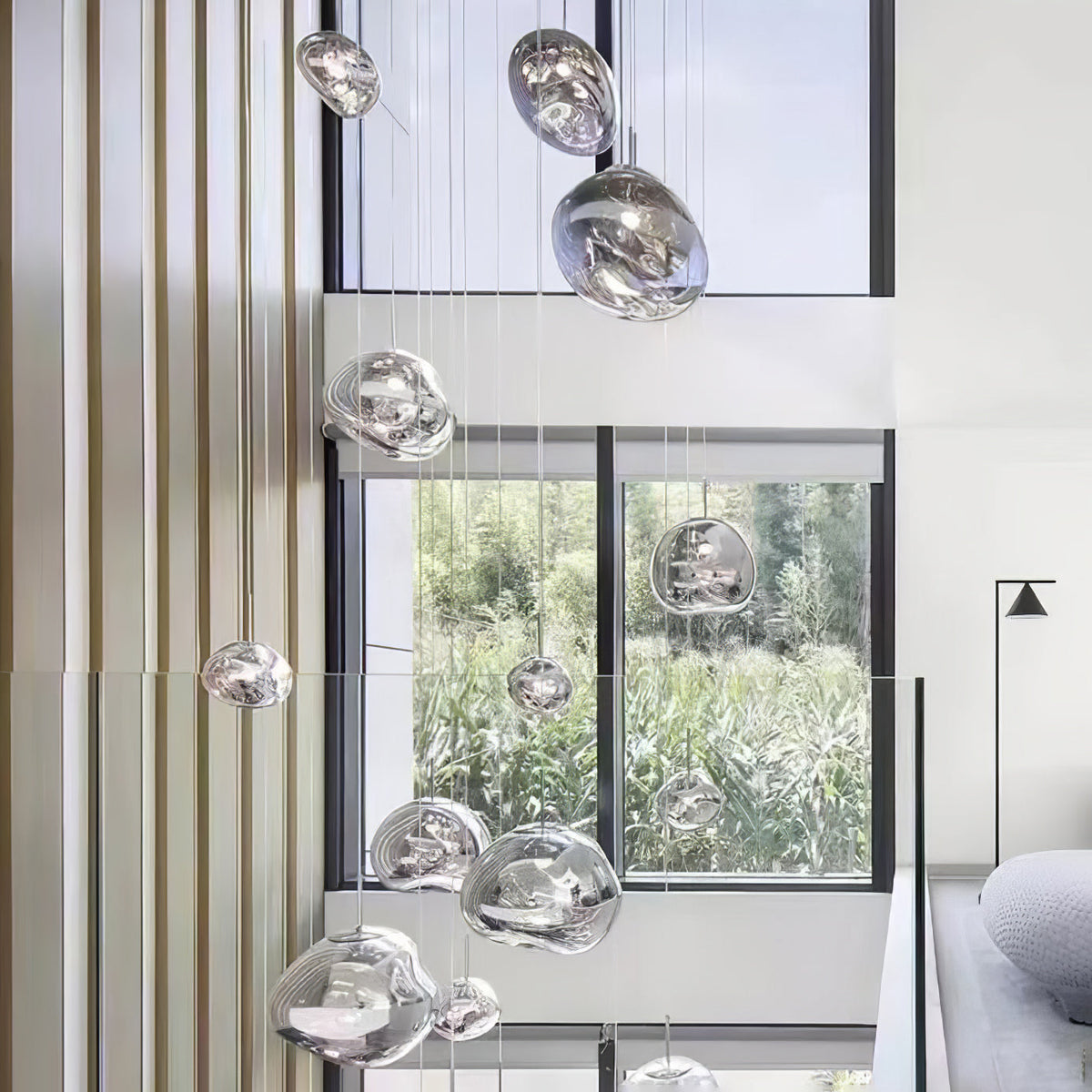 Pendant Lamp Modern with Sculptural Irregular Glass Shades Multi-Head Cluster