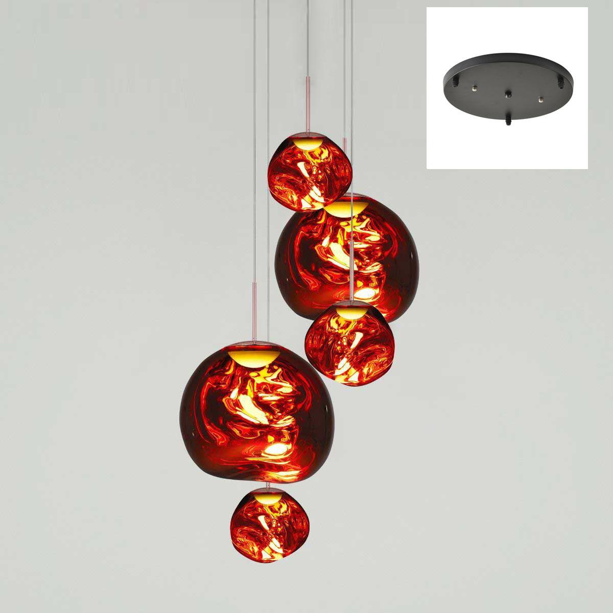 Pendant Lamp Modern with Sculptural Irregular Glass Shades Multi-Head Cluster