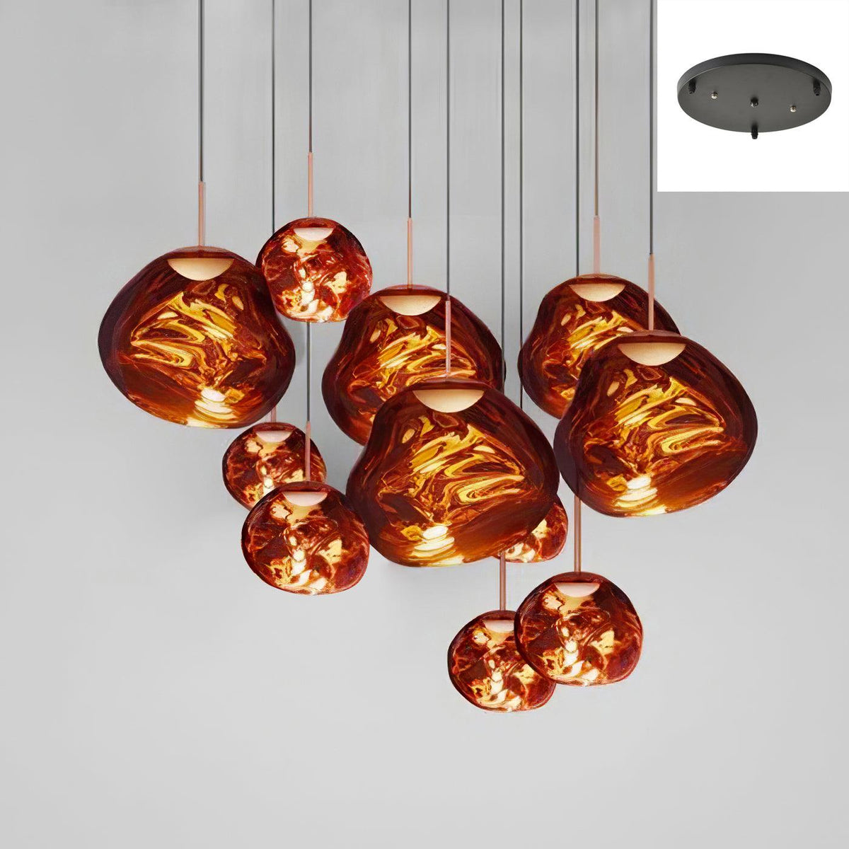 Pendant Lamp Modern with Sculptural Irregular Glass Shades Multi-Head Cluster
