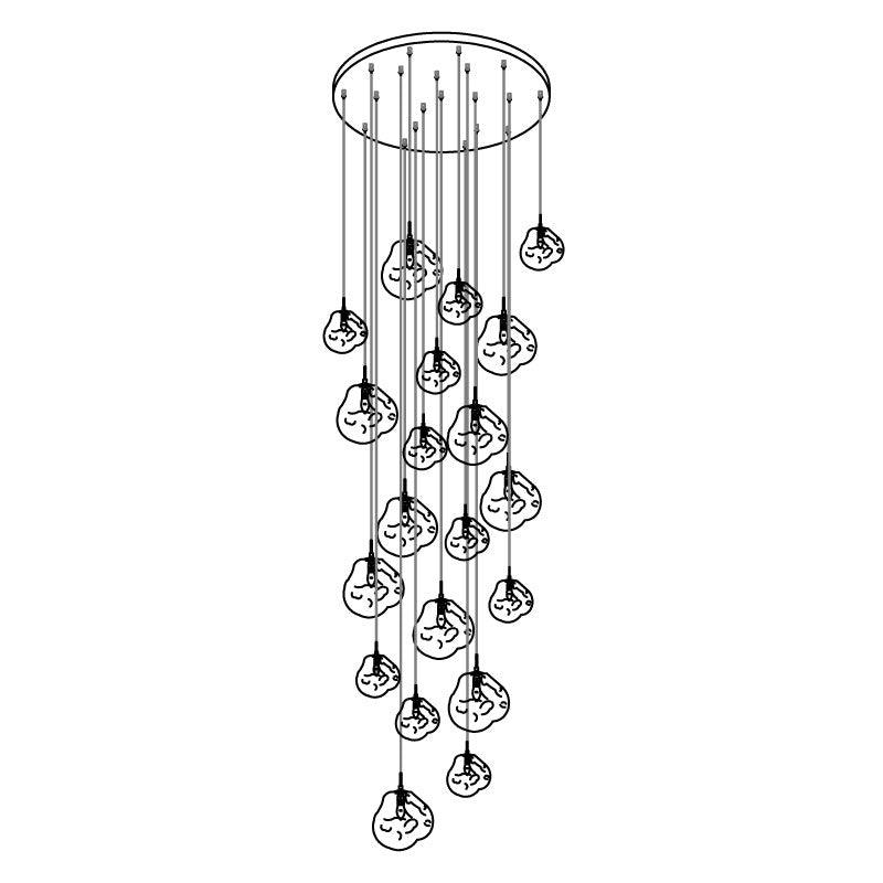 Pendant Lamp Modern with Sculptural Irregular Glass Shades Multi-Head Cluster