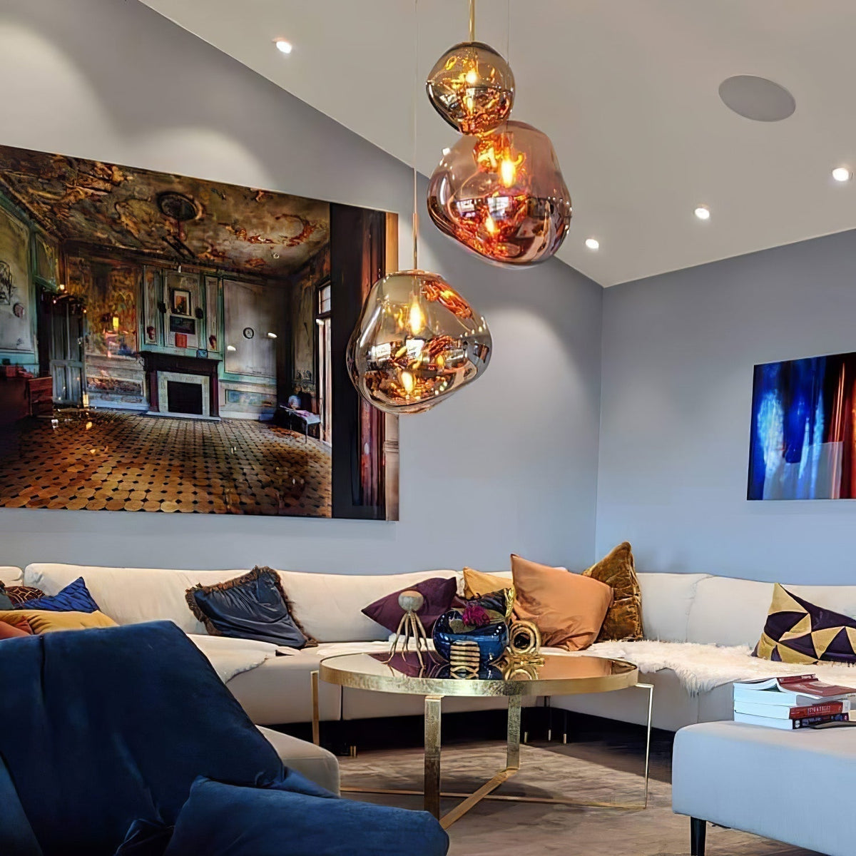 Pendant Lamp Modern with Sculptural Irregular Glass Shades Multi-Head Cluster ##POS:81##