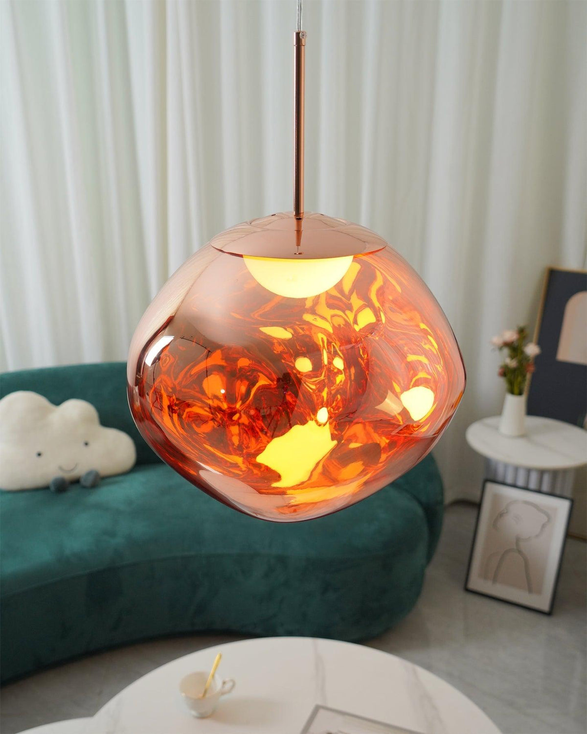 Pendant Lamp Modern with Sculptural Irregular Glass Shades Multi-Head Cluster