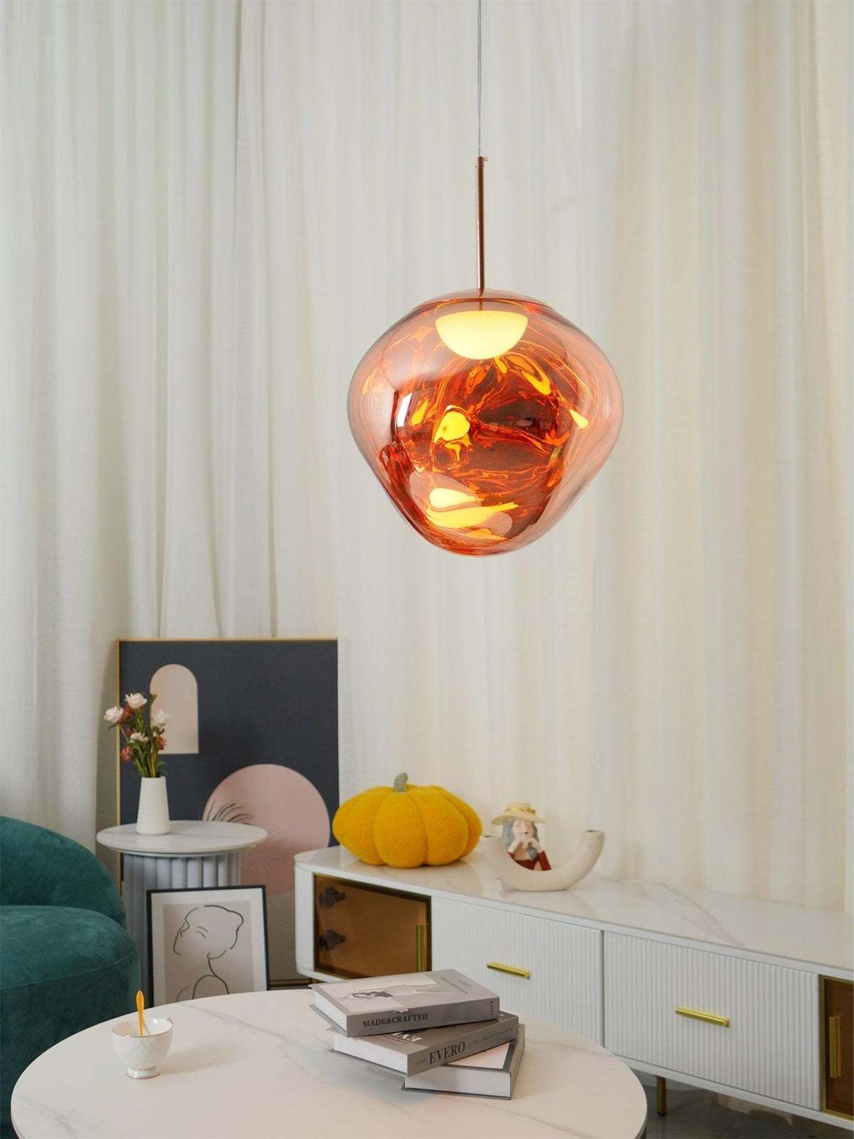 Pendant Lamp Modern with Sculptural Irregular Glass Shades Multi-Head Cluster