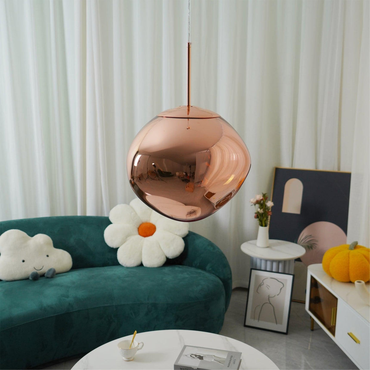 Pendant Lamp Modern with Sculptural Irregular Glass Shades Multi-Head Cluster