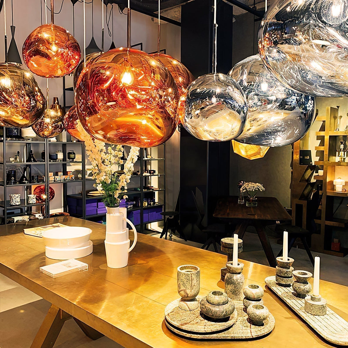 Pendant Lamp Modern with Sculptural Irregular Glass Shades Multi-Head Cluster
