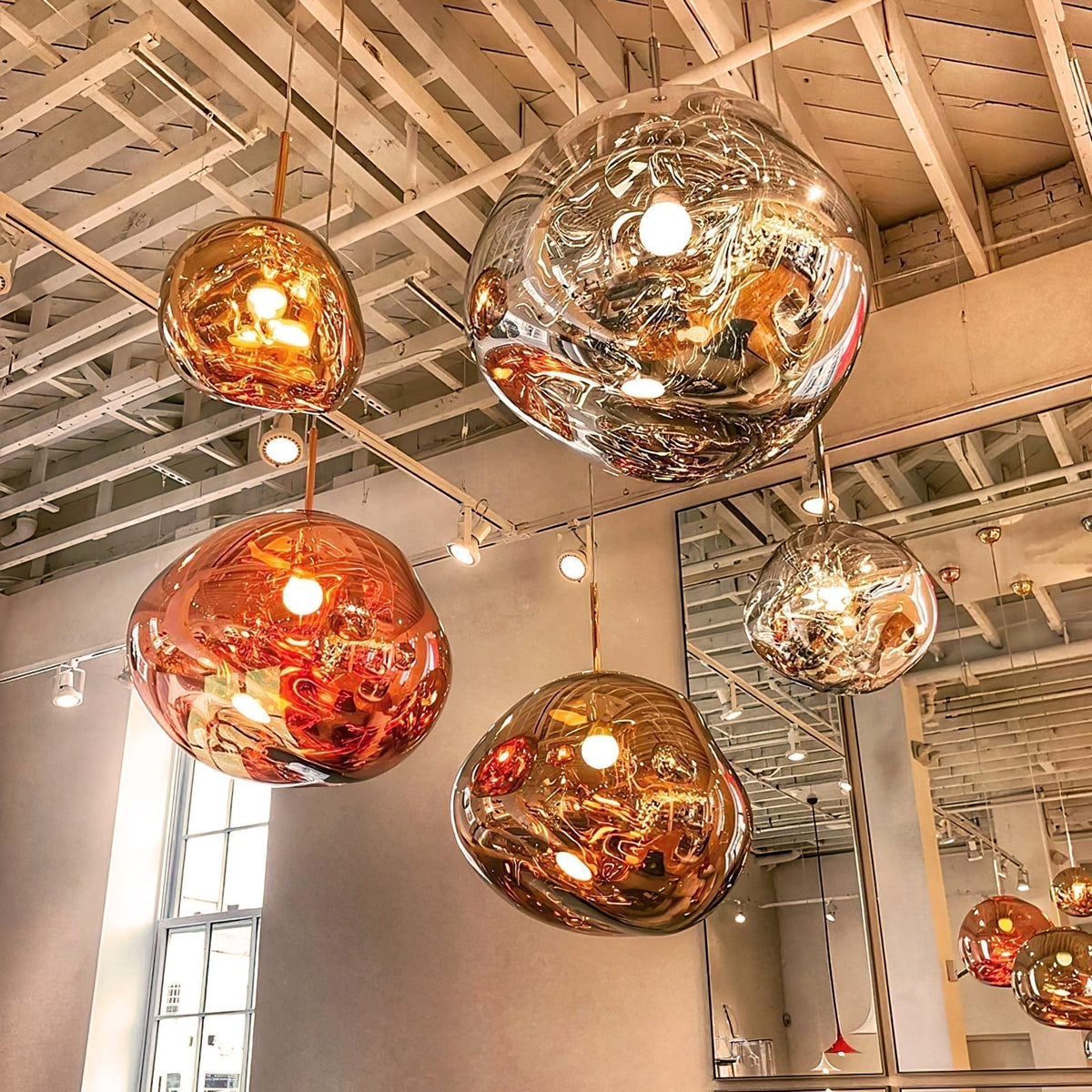 Pendant Lamp Modern with Sculptural Irregular Glass Shades Multi-Head Cluster