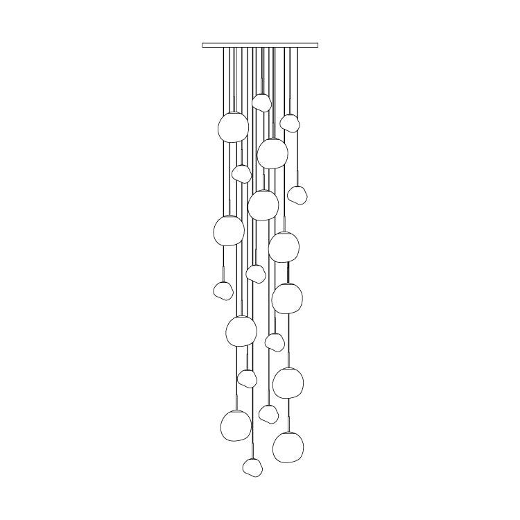 Pendant Lamp Modern with Sculptural Irregular Glass Shades Multi-Head Cluster