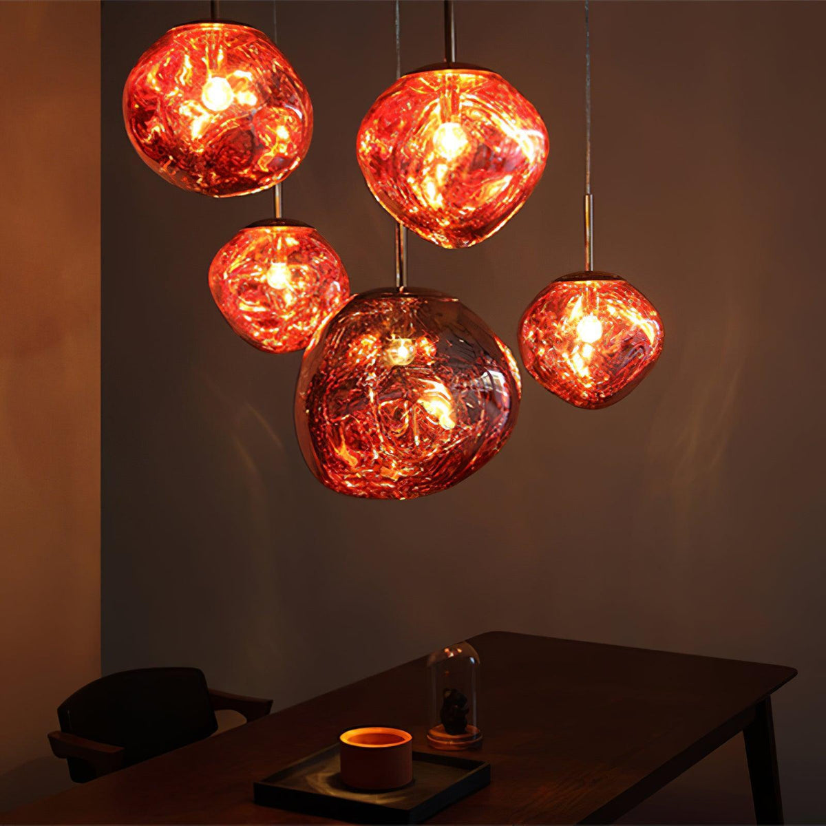 Pendant Lamp Modern with Sculptural Irregular Glass Shades Multi-Head Cluster