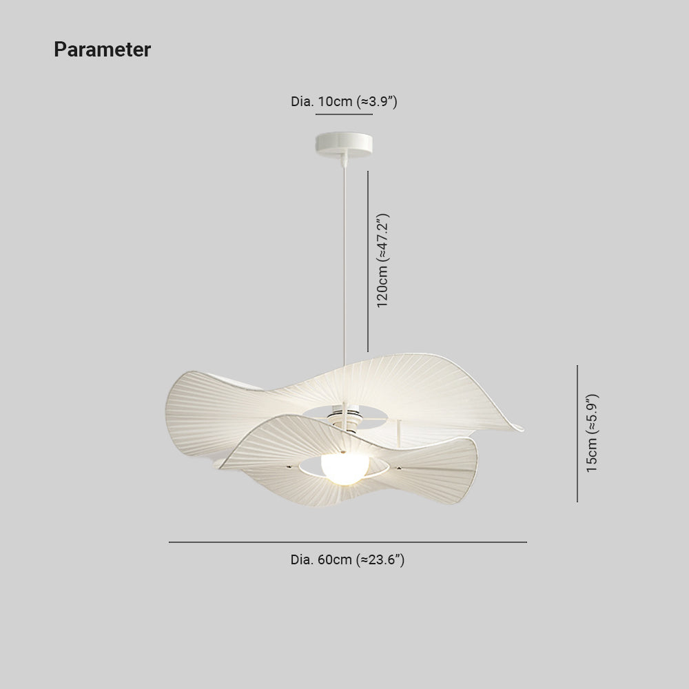 Pendant Lamp Modern with Wave Fabric Shade and Adjustable Cable