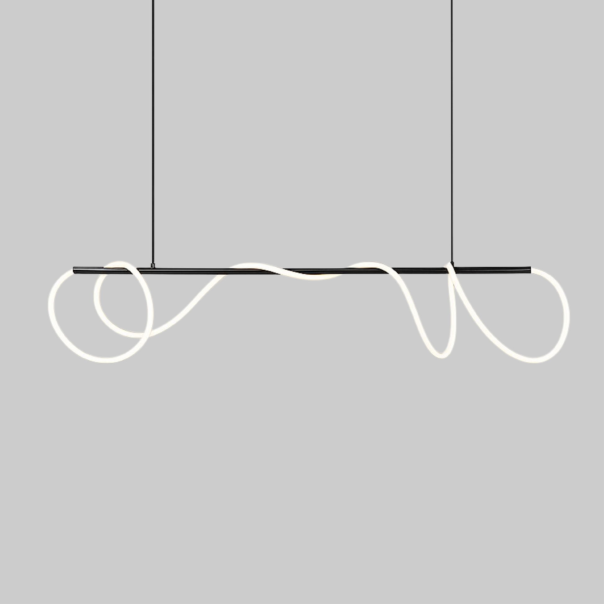 Pendant Lamp Modern with Wavy LED Light Strip for Dining Table