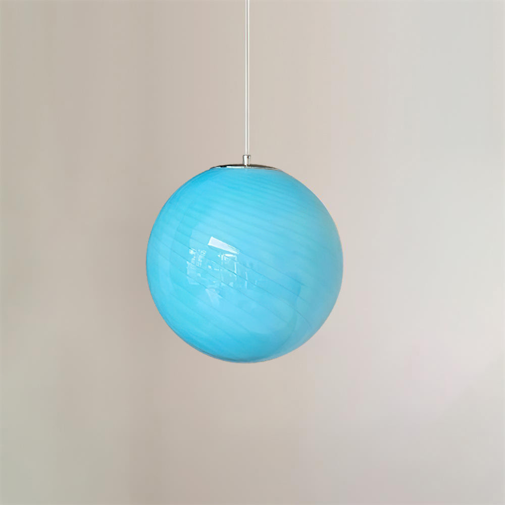 Pendant Lamp Retro with Swirl Glass Globe Shade