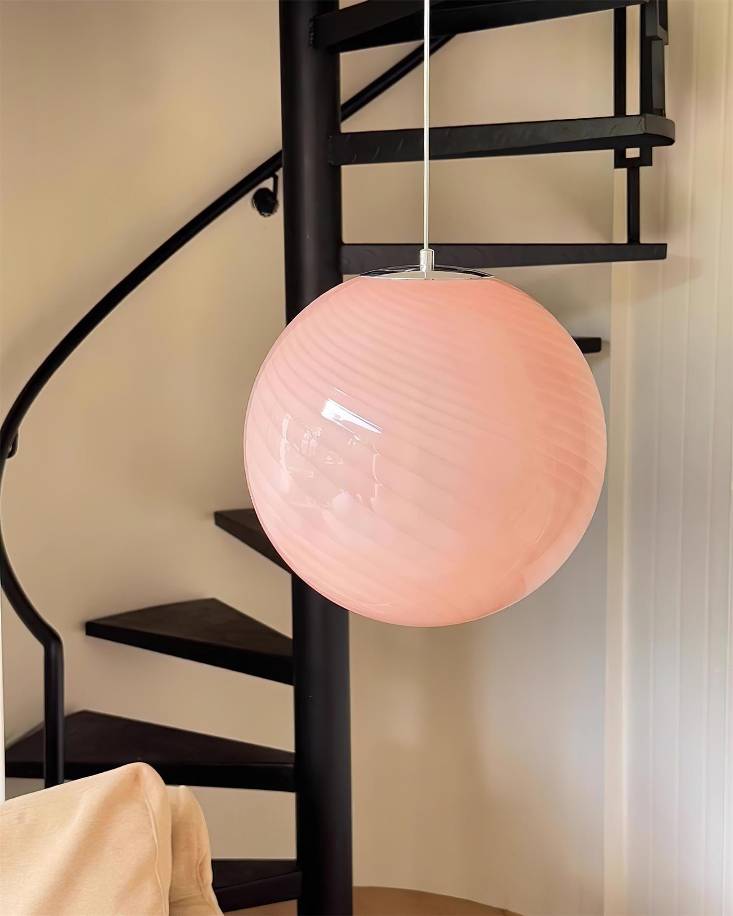 Pendant Lamp Retro with Swirl Glass Globe Shade