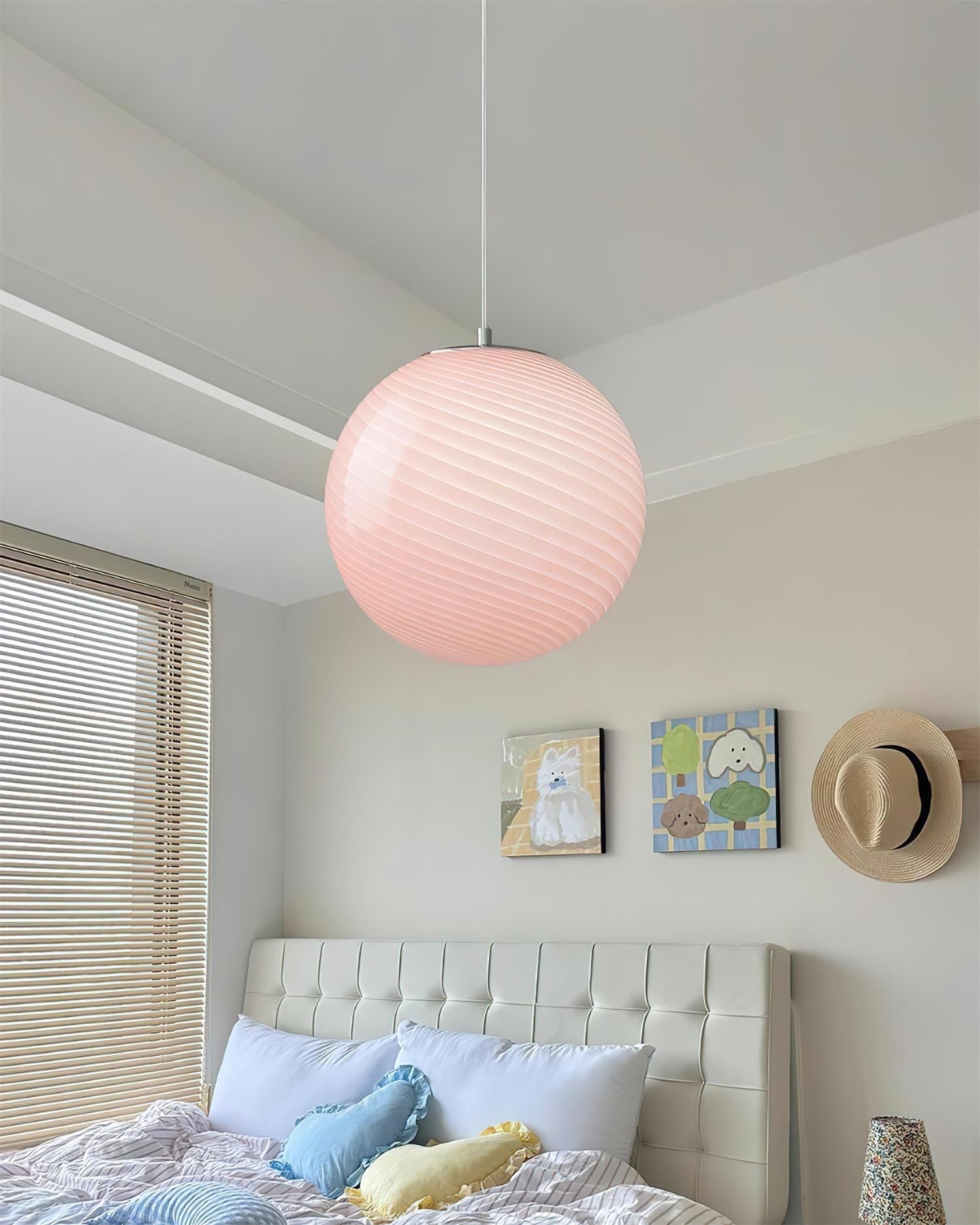 Pendant Lamp Retro with Swirl Glass Globe Shade