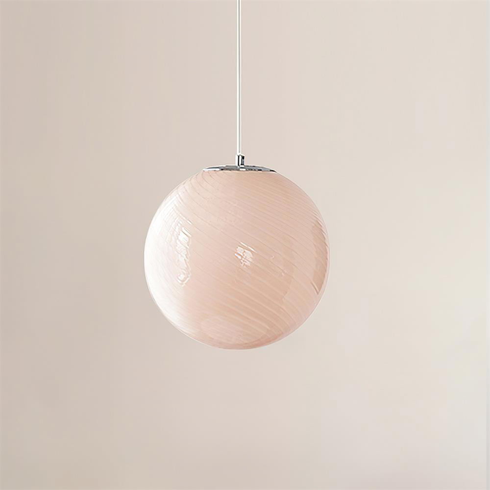 Pendant Lamp Retro with Swirl Glass Globe Shade