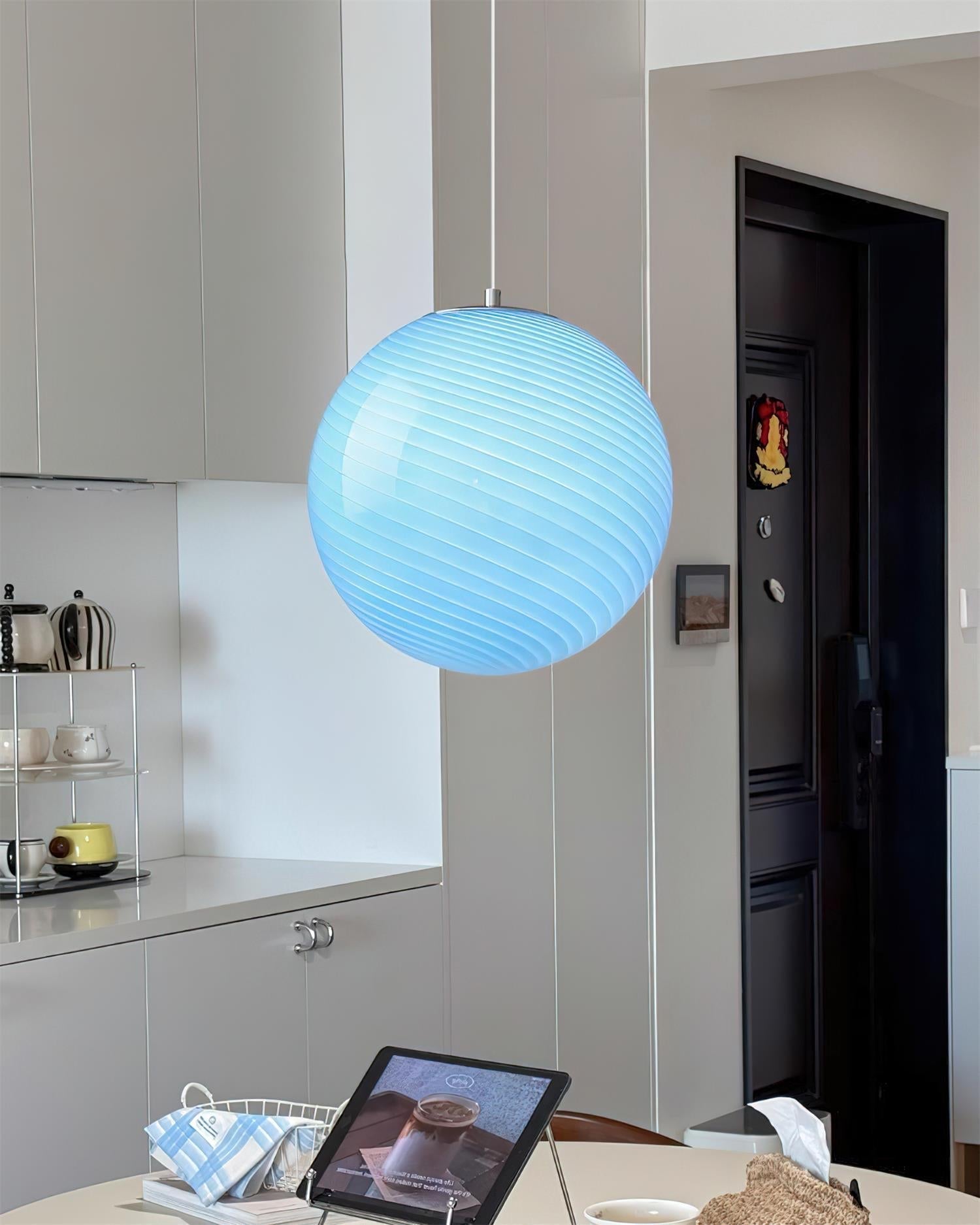 Pendant Lamp Retro with Swirl Glass Globe Shade