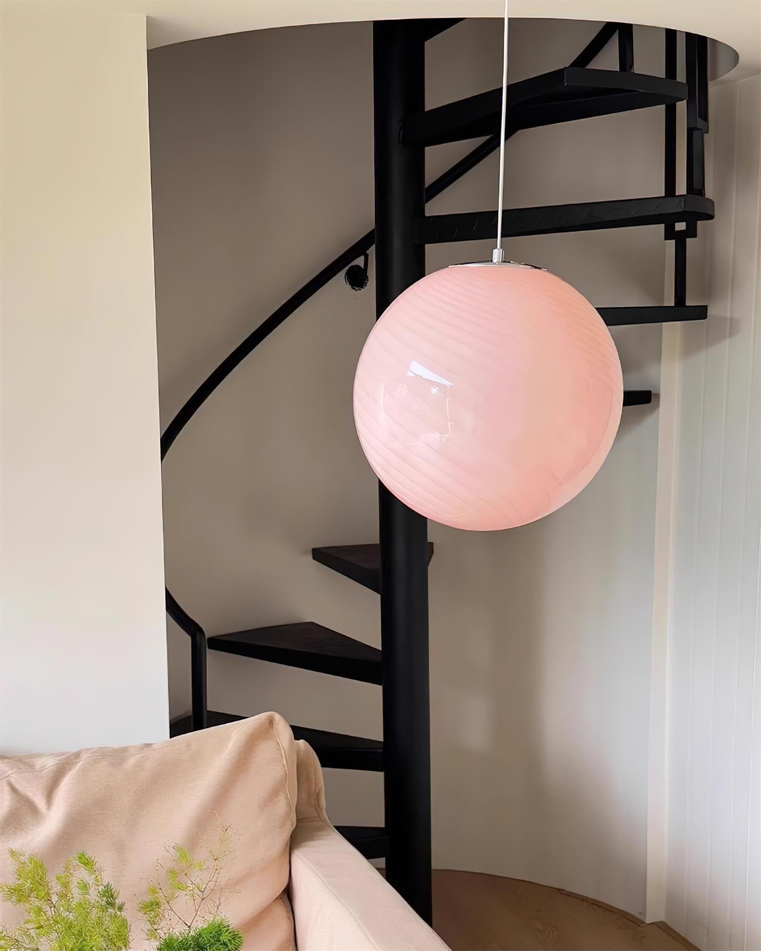 Pendant Lamp Retro with Swirl Glass Globe Shade