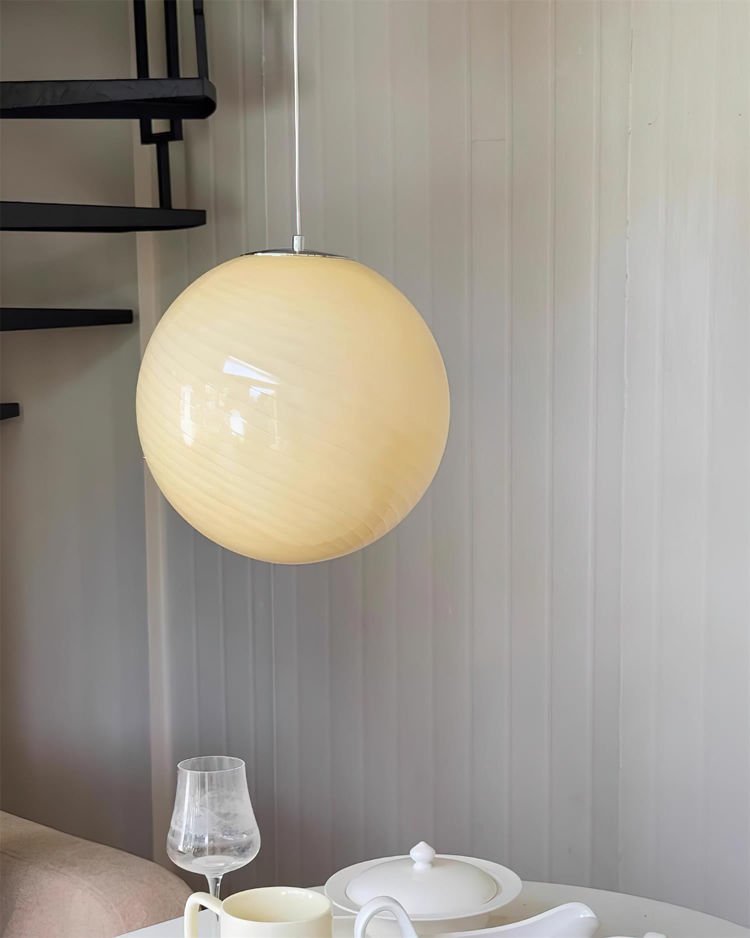 Pendant Lamp Retro with Swirl Glass Globe Shade