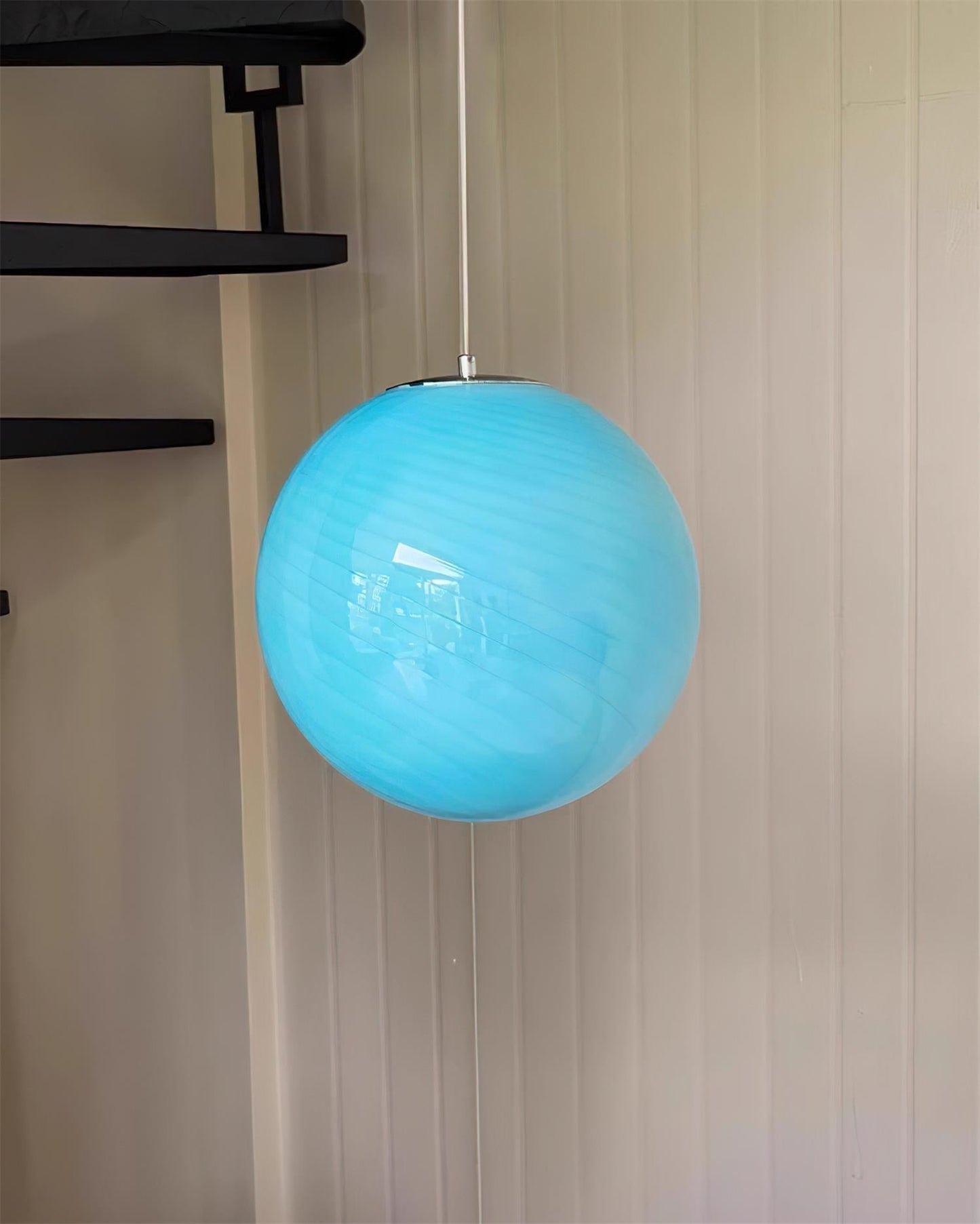 Pendant Lamp Retro with Swirl Glass Globe Shade