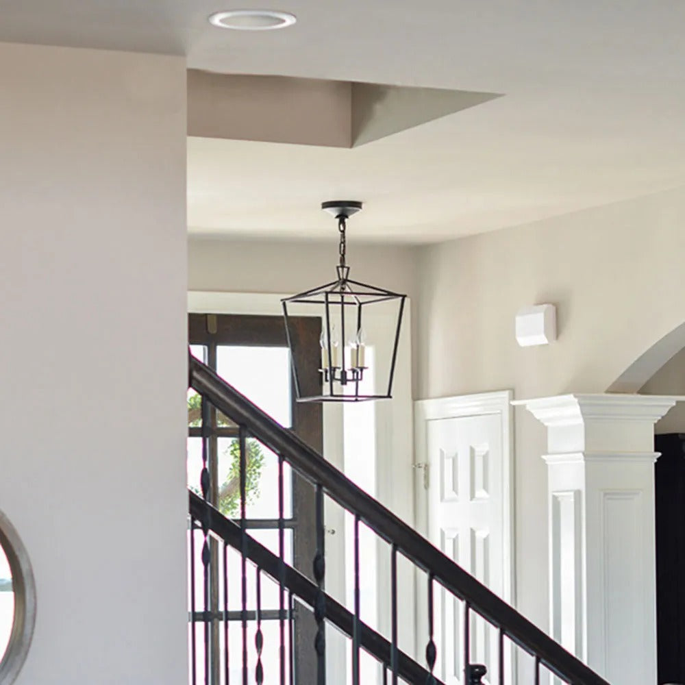 Pendant Lamp Rural Lantern Style with Open Cage Frame and Adjustable Chain