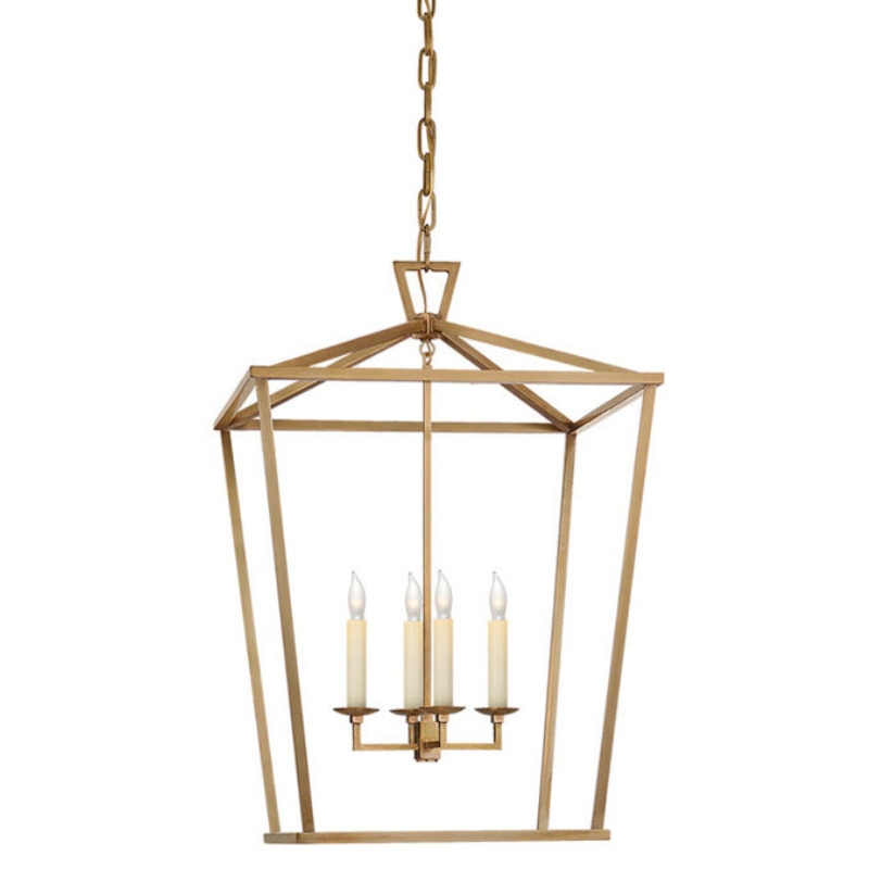 Pendant Lamp Rural Lantern Style with Open Cage Frame and Adjustable Chain