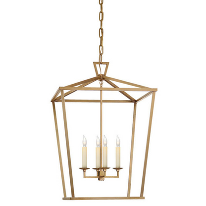 Pendant Lamp Rural Lantern Style with Open Cage Frame and Adjustable Chain