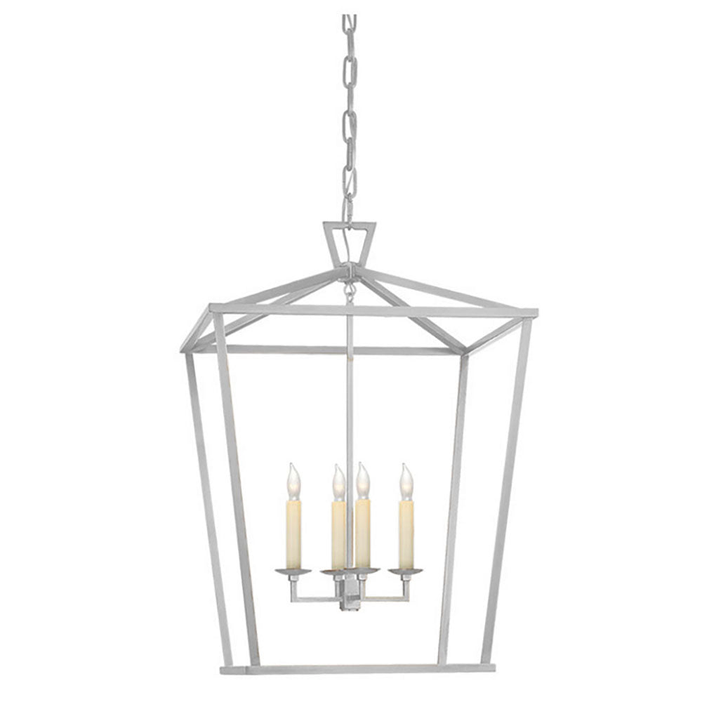 Pendant Lamp Rural Lantern Style with Open Cage Frame and Adjustable Chain