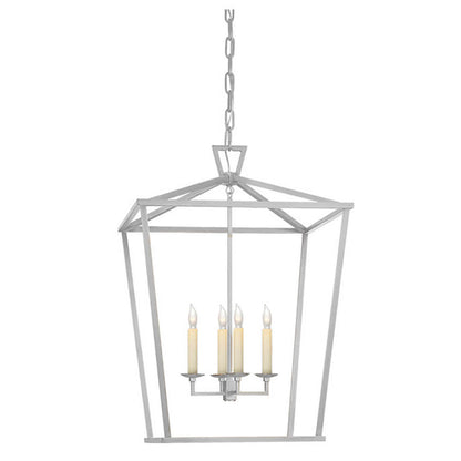 Pendant Lamp Rural Lantern Style with Open Cage Frame and Adjustable Chain