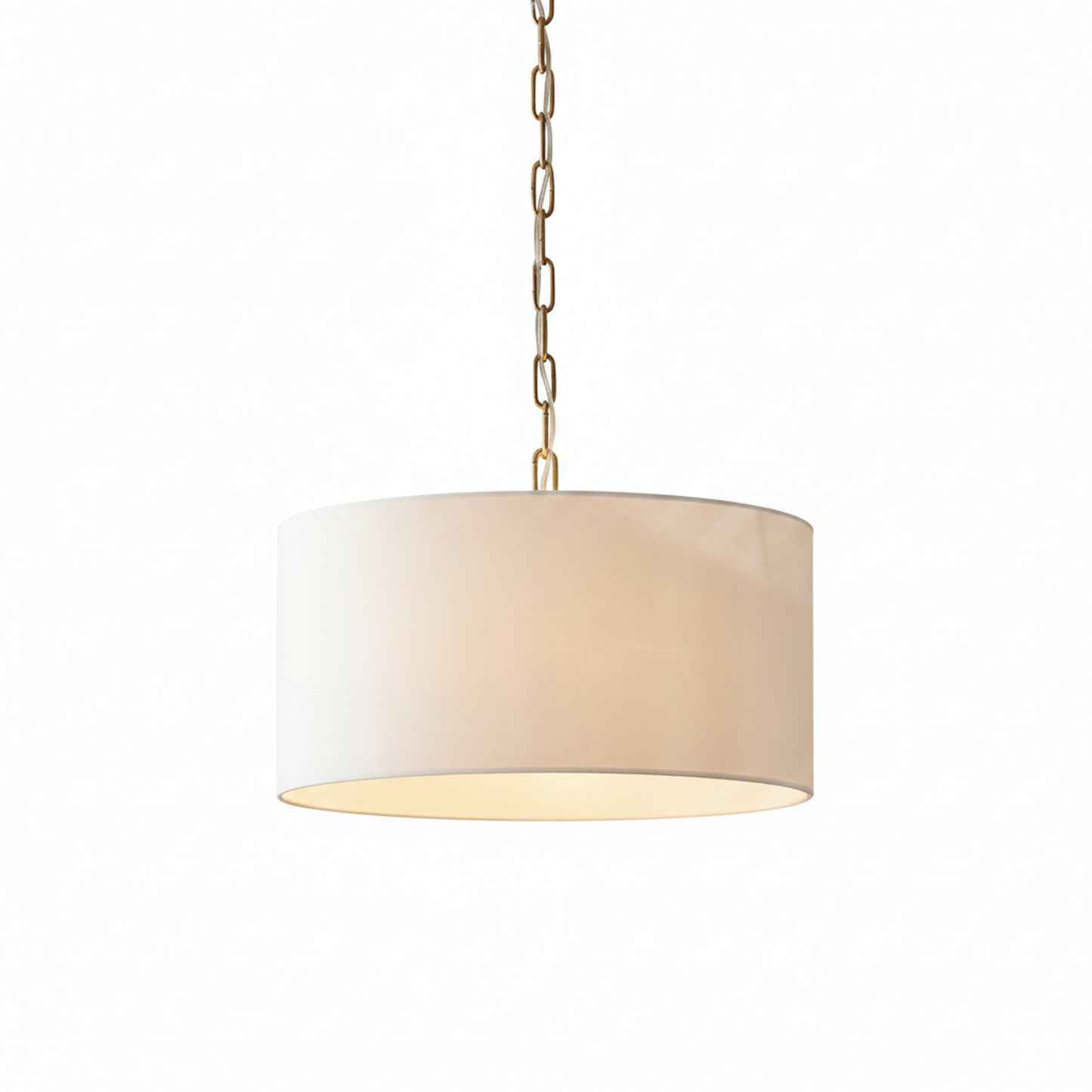 Pendant Lamp Scandinavian Farmhouse with Drum Shade and Chain Suspension