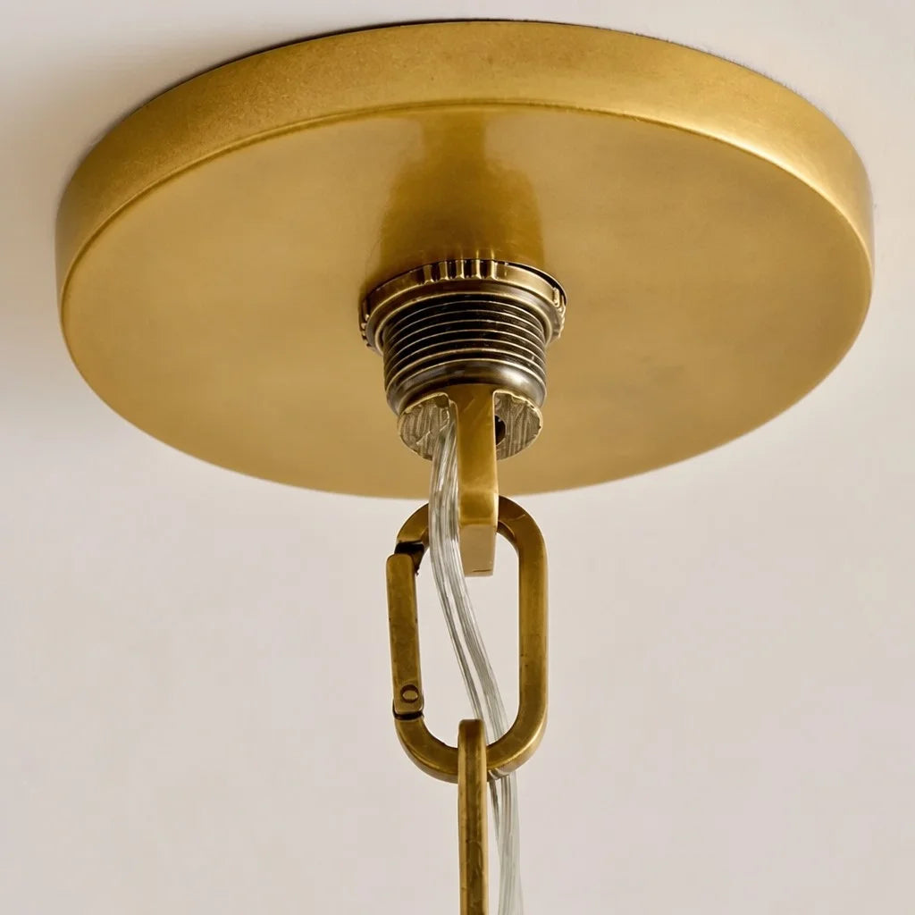 Pendant Lamp Scandinavian Farmhouse with Drum Shade and Chain Suspension
