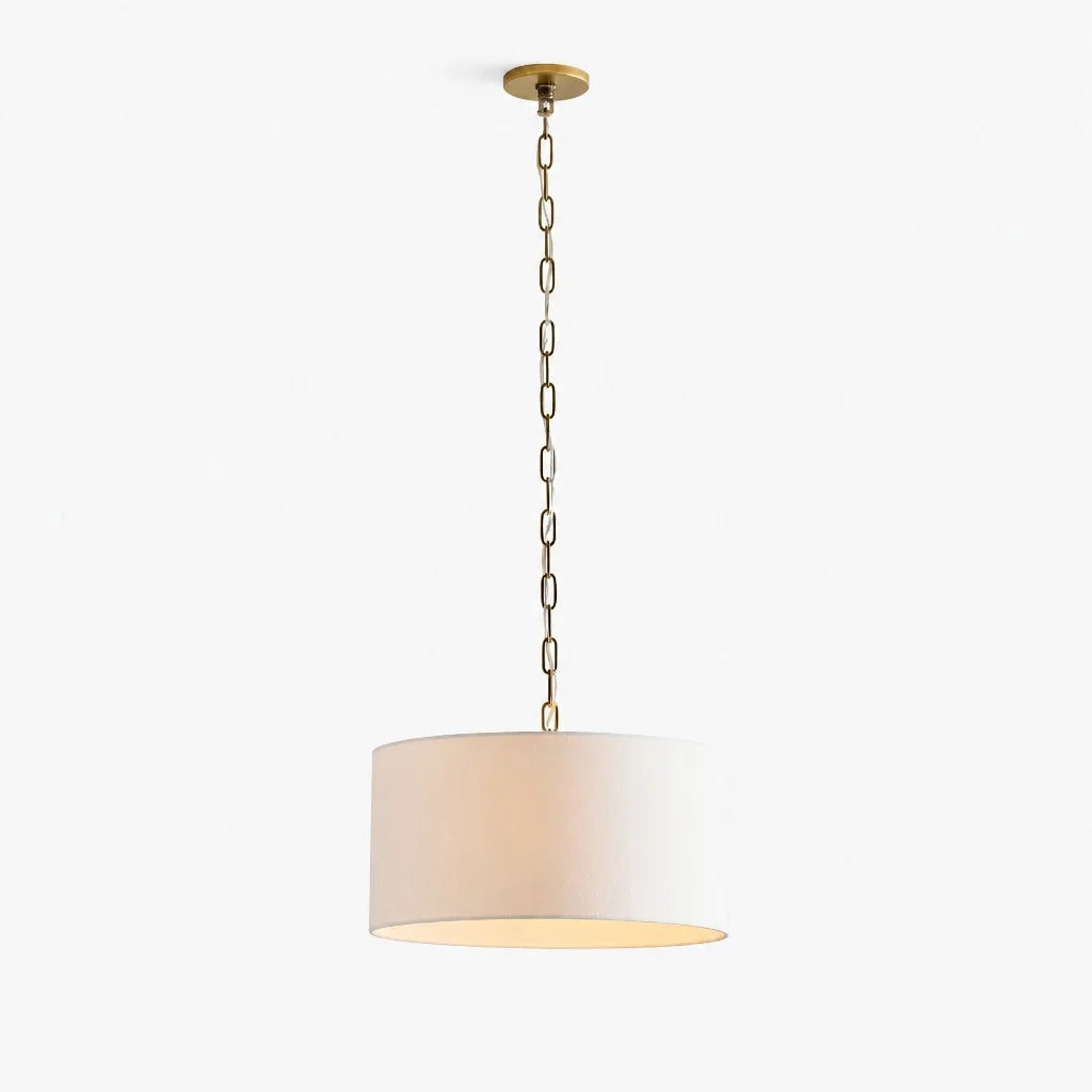 Pendant Lamp Scandinavian Farmhouse with Drum Shade and Chain Suspension