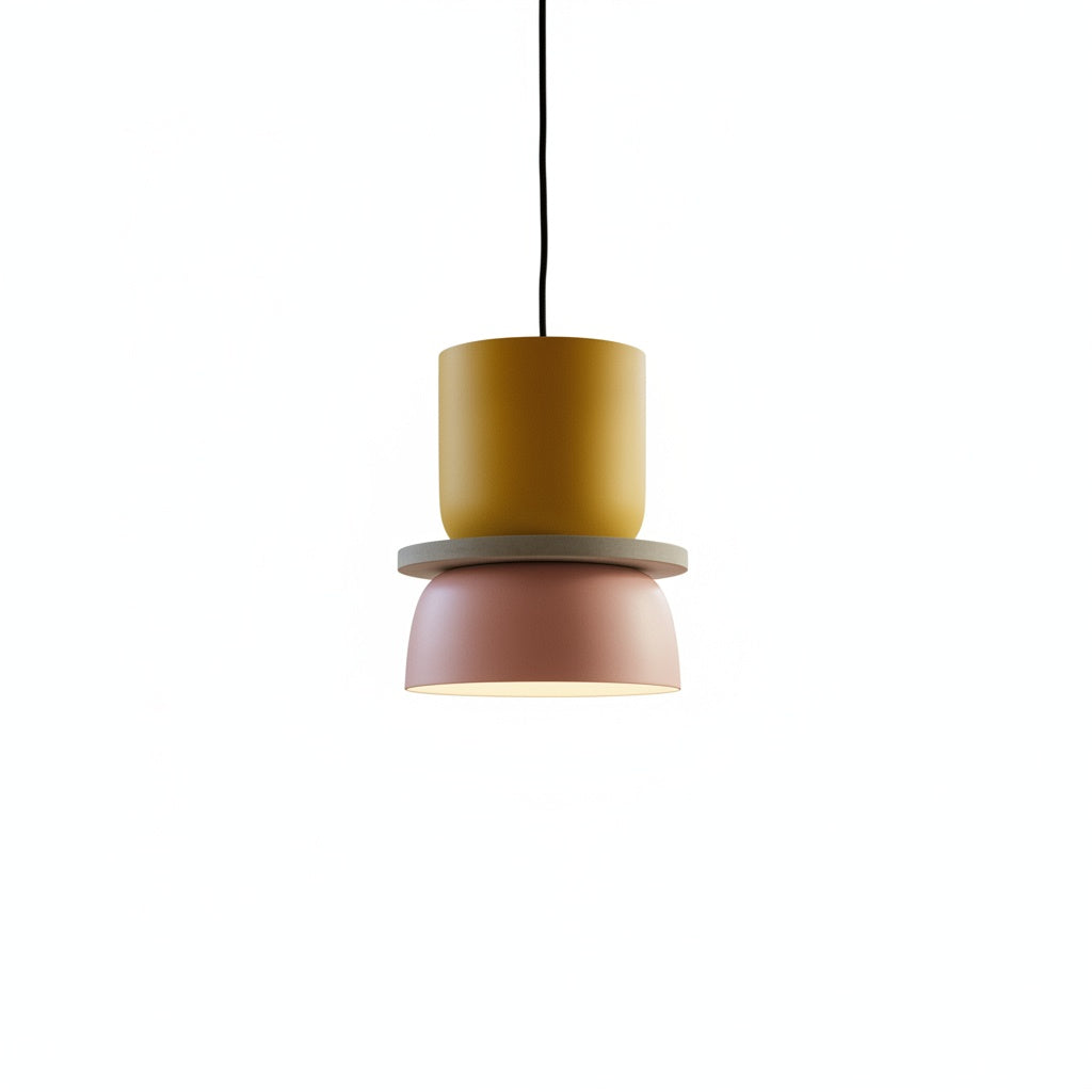 Pendant Lamp Scandinavian Stacked Two-Tone Dome Design with Adjustable Cable