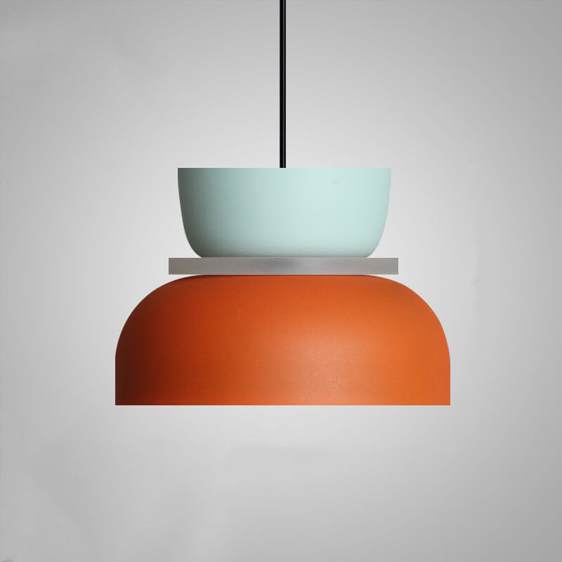 Pendant Lamp Scandinavian Stacked Two-Tone Dome Design with Adjustable Cable