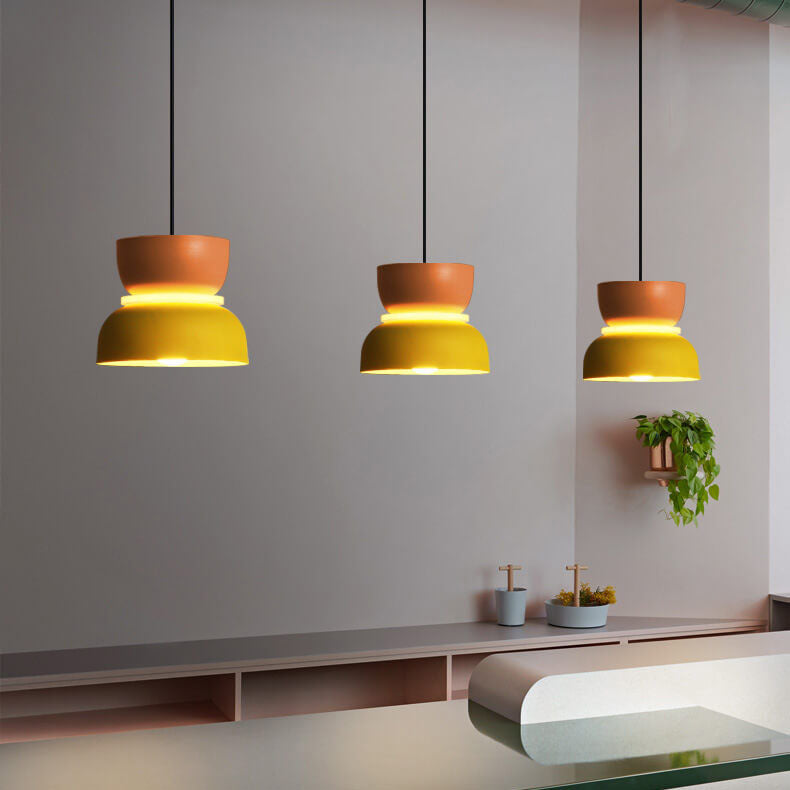Pendant Lamp Scandinavian Stacked Two-Tone Dome Design with Adjustable Cable