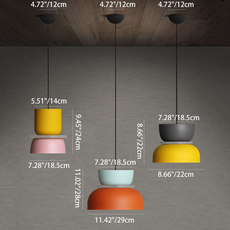 Pendant Lamp Scandinavian Stacked Two-Tone Dome Design with Adjustable Cable