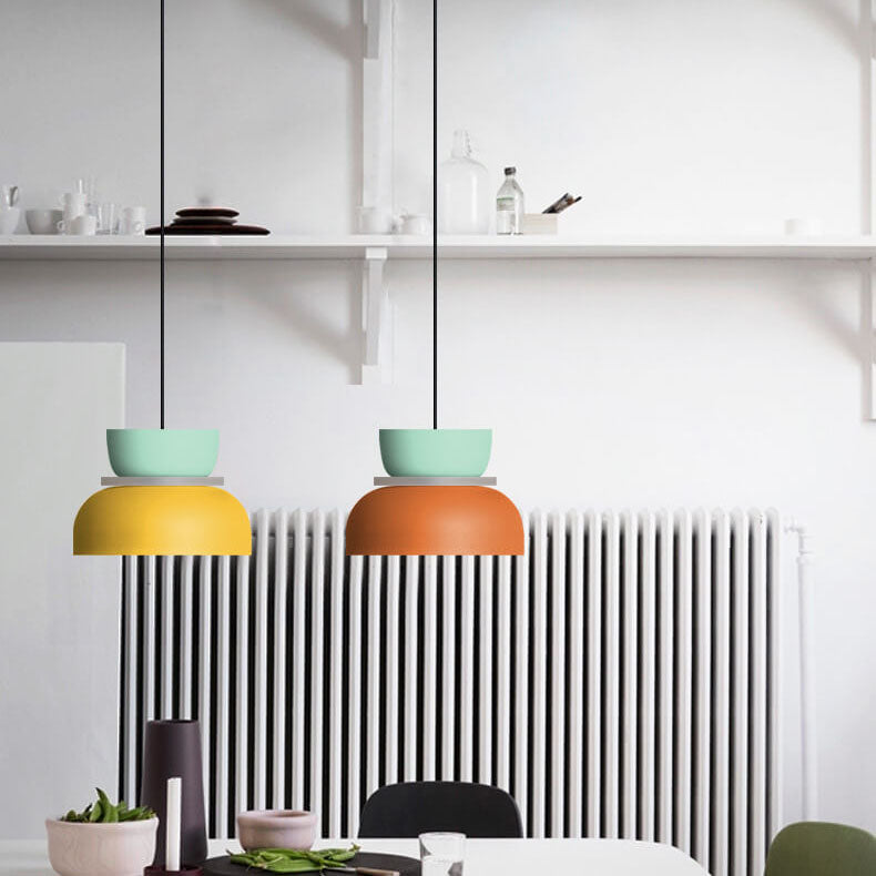 Pendant Lamp Scandinavian Stacked Two-Tone Dome Design with Adjustable Cable