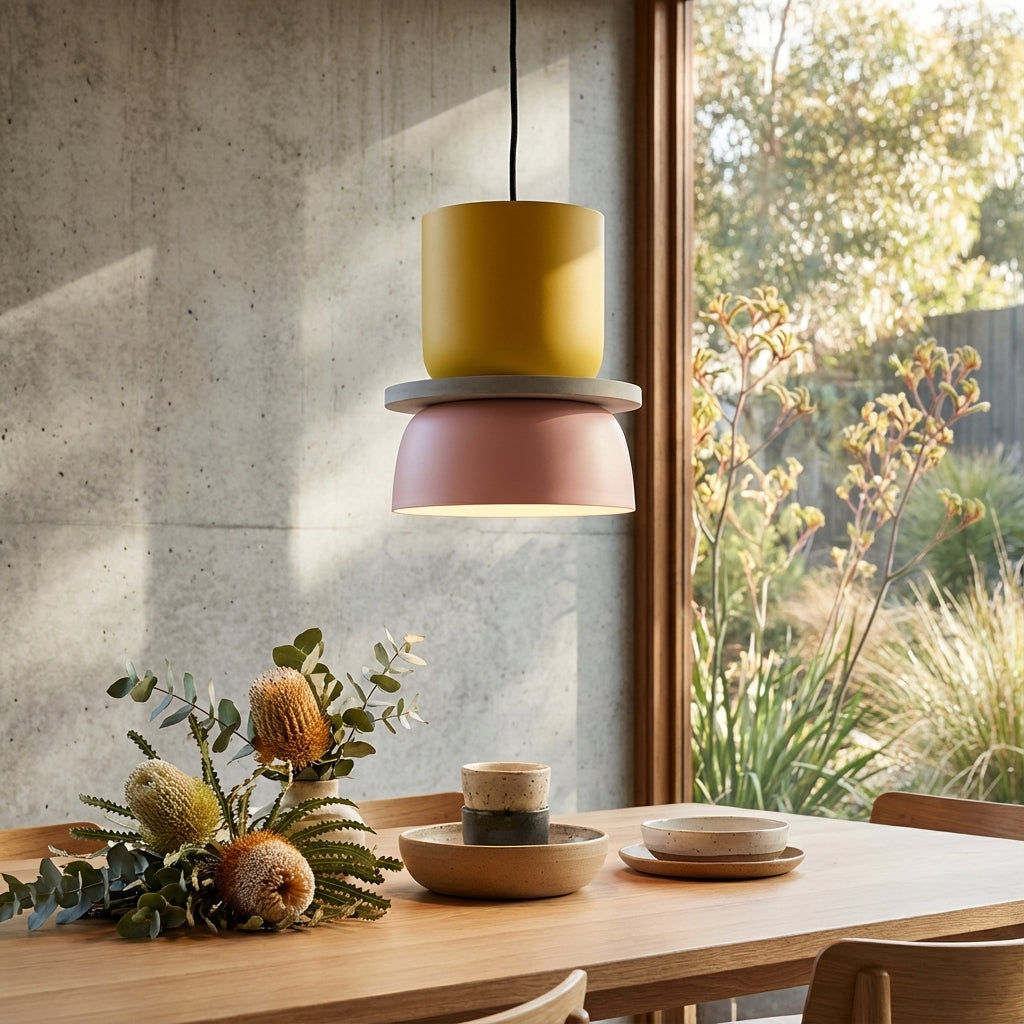 Pendant Lamp Scandinavian Stacked Two-Tone Dome Design with Adjustable Cable