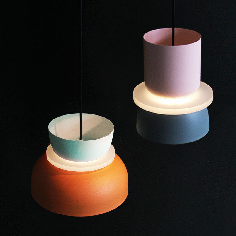Pendant Lamp Scandinavian Stacked Two-Tone Dome Design with Adjustable Cable