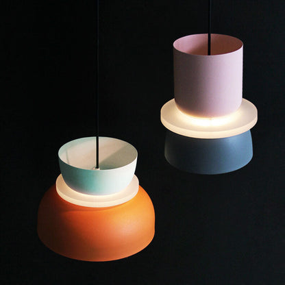 Pendant Lamp Scandinavian Stacked Two-Tone Dome Design with Adjustable Cable
