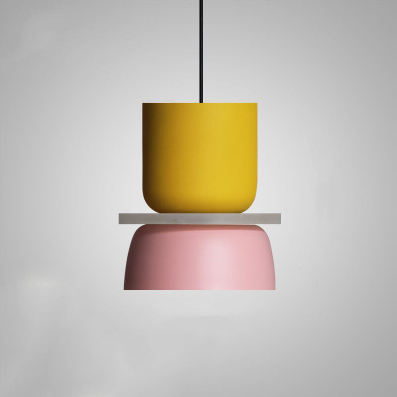 Pendant Lamp Scandinavian Stacked Two-Tone Dome Design with Adjustable Cable