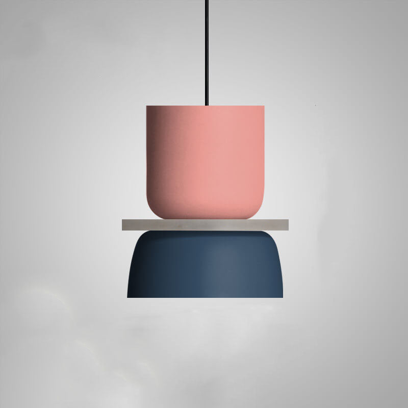 Pendant Lamp Scandinavian Stacked Two-Tone Dome Design with Adjustable Cable