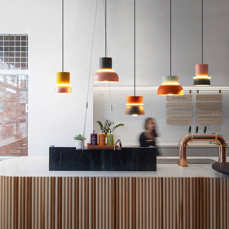 Pendant Lamp Scandinavian Stacked Two-Tone Dome Design with Adjustable Cable