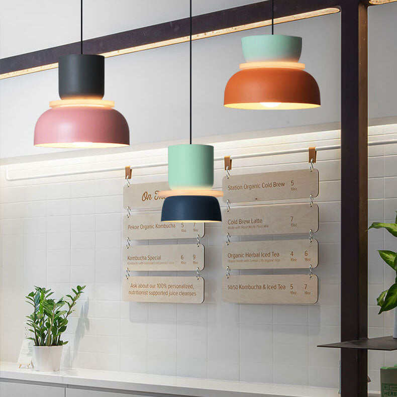 Pendant Lamp Scandinavian Stacked Two-Tone Dome Design with Adjustable Cable