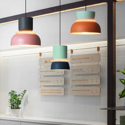 Pendant Lamp Scandinavian Stacked Two-Tone Dome Design with Adjustable Cable